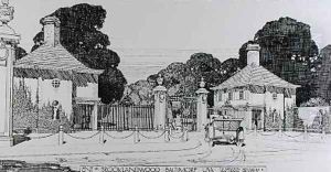 Entrance to Brooklandwood Baltimore USA from Thomas Mawsons The Art and Craft of Garden Making by Thomas Hayton Mawson