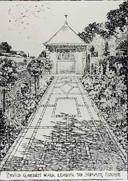 Paved Garden Walk Leading to Summer House from Thomas Mawsons The Art and Craft of Garden Making - view 1