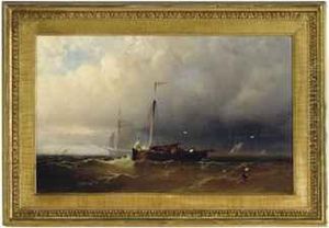 A Sailing Boat In A Storm By The Coast