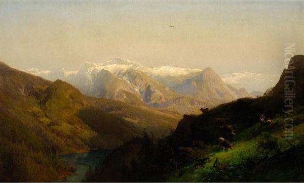 Mountain Landscape With Cattle - view 1
