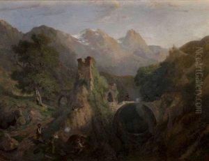 Scene D'embuscade Dans Un Paysage Montagneux