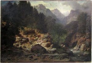Herding Cows On A Rocky Mountain Path