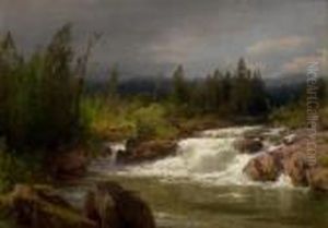 Waterfall In Norway by Herman Herzog