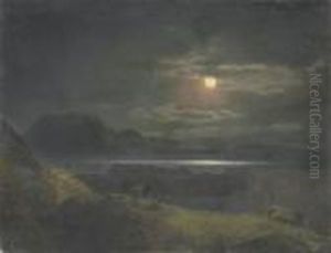 Elk In Moonlight by Herman Herzog
