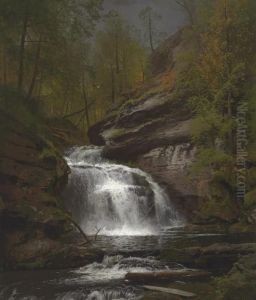 Waterfall In The Wilderness by Herman Herzog