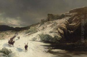 Elk In A Snowy Landscape