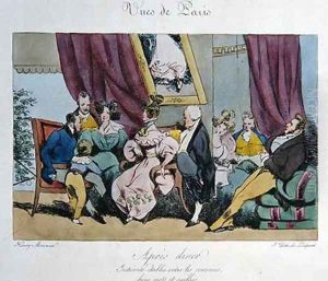 Humorous Depiction of the Behaviour and Conversation of Guests After Dinner by Henri Bonaventure Monnier