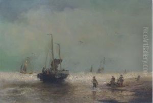 Fishing Boats Coming Ashore by Herman Herzog