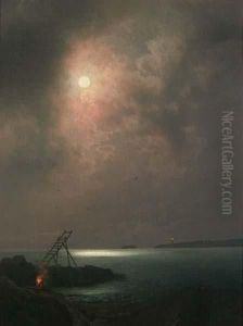 Moonlight On A Quiet Shore by Herman Herzog