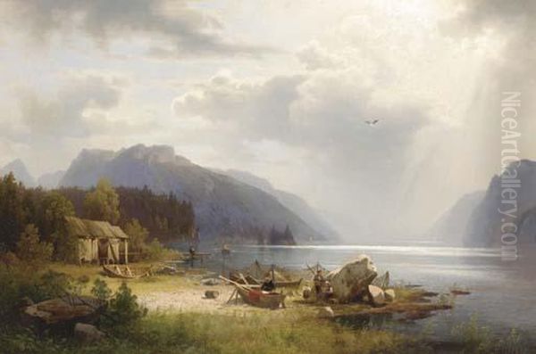 Fishing In An Alpine Lake - view 1