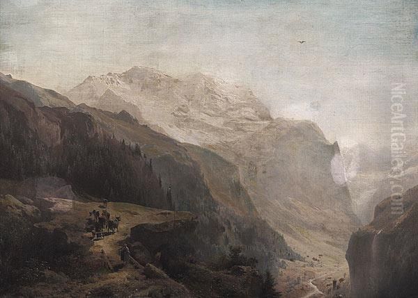 An Alpine Landscape With Cows - view 1