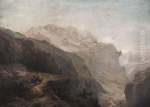 An Alpine Landscape With Cows