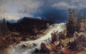 Mountain Landscape With Watermill by Herman Herzog