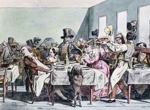 Delightful experience of a family in a crowded restaurant 1860 by Henri Bonaventure Monnier