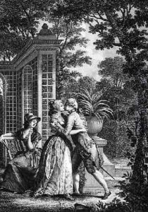 The First Kiss of Love illustration from La Nouvelle Heloise by Jean-Jacques Rousseau 1712-78 by Nicolas Andre Monsiau