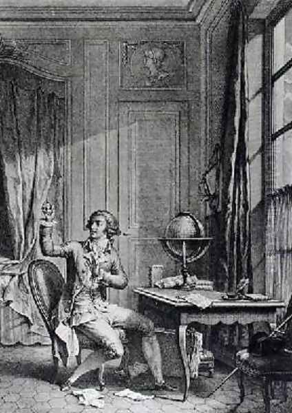 St Preux Receiving the Portrait of Julie illustration from La Nouvelle Heloise by Jean-Jacques Rousseau 1712-78 - view 1
