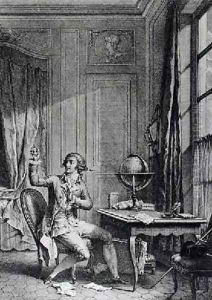 St Preux Receiving the Portrait of Julie illustration from La Nouvelle Heloise by Jean-Jacques Rousseau 1712-78 by Nicolas Andre Monsiau