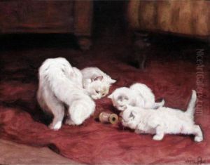 Kittens Playing With A Cotton Reel by Arthur Heyer