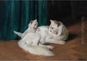Feline With Her Kitten by Arthur Heyer