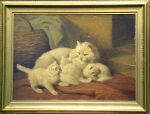 A Mother And Her Kittens by Arthur Heyer
