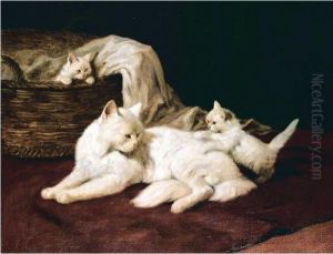 Cat And Kittens by Arthur Heyer