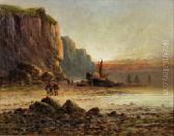 Beach Scene With Moored Fishing Boats - view 1