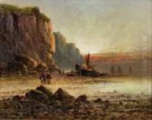 Beach Scene With Moored Fishing Boats by Frank Hider