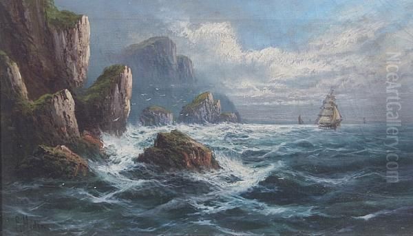 Shipping Off A Rocky Coastline - view 1