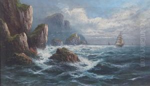 Shipping Off A Rocky Coastline by Frank Hider