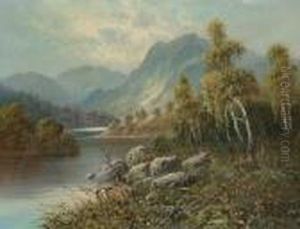 A Highland River Landscape. by Frank Hider