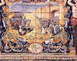 Alfonso IX King of Leon 1171-1230 Conquers Badajoz 19th century by A Mensaque
