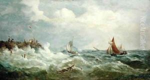 Boats Making for the Harbour Mouth by John Moore