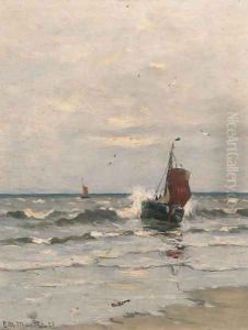 The arrival of the Katwijk 9 by Gerhard Arij Ludwig Morgenstje Munthe
