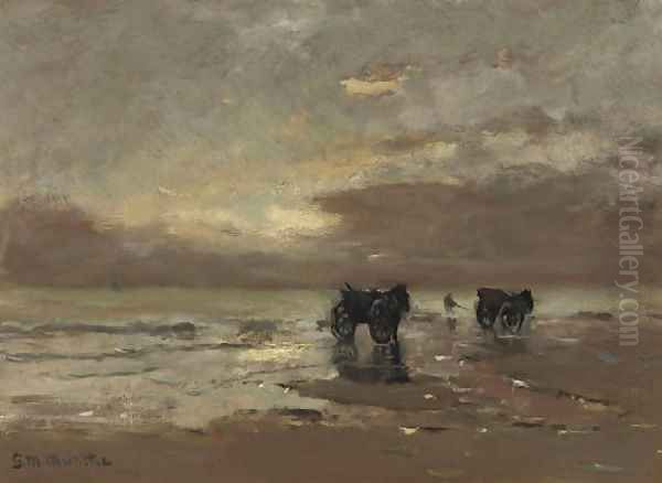 Shell-fishers on the beach - view 1