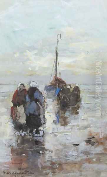Fisherwomen on the beach of Katwijk - view 1
