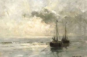In the surf at sunset by Gerhard Arij Ludwig Morgenstje Munthe
