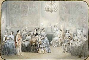 The actress Mlle Rachel in the foyer of the Comedie Francaise by Henri de Montaut