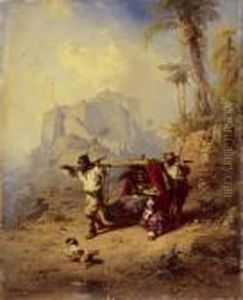 Indische Gebirgslandschaft Mit Figurenstaffage Indische Gebirgslandschaft Mit Figurenstaffage