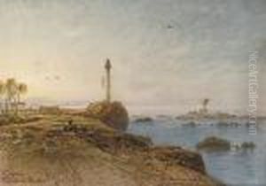 The Lighthouse Of Point De Galle At Sunset, Ceylon, Sri Lanka