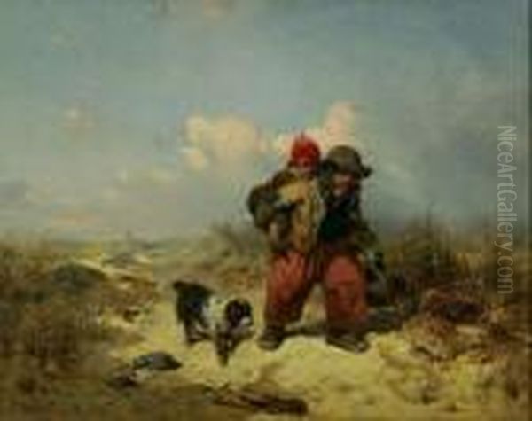 Zwei Kinder Mit Hund In Einer Kustenlandschaft. 1845 - view 1