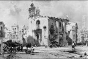 Signiert Unten Rechts: E. Hildebrandt. Datiert Unten Links: Sevilla St. Michael/1849. by Eduard Hildebrandt