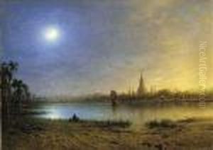 Ein Heiliger See In Birma by Eduard Hildebrandt