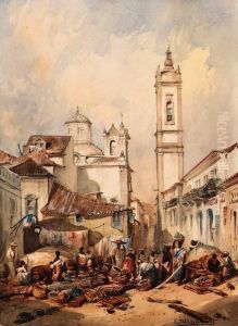 Rua Do Ouvidor, Rio De Janeiro by Eduard Hildebrandt