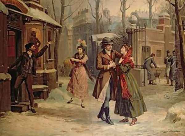 Scenery for the scene with Mimi and Rodolfo in the opera La Boheme - view 1