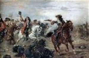 "oudenaarde -
A Cavalry Skirmish" by Robert Alexander Hillingford