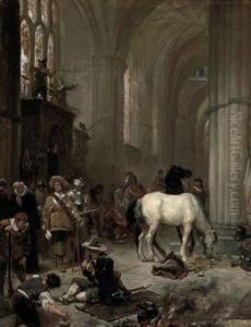 Cromwell's Troops Desecrating Wells Cathedral