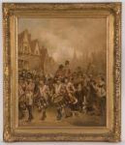 Depicting A Military March Through Town