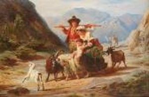 The Shepherd's Family And Their Mischievous Companions On A Mountain Pass.