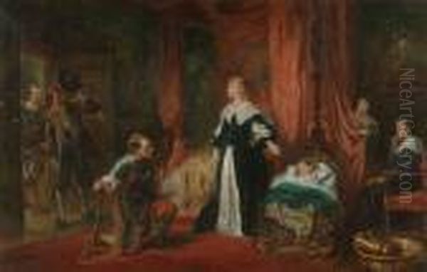 'news Of The King's Death -
Brought To Queen Henrietta Maria In Paris. Princess Henrietta Is Asleep
Whilst The New King Charles Ii Hides Behind The Curtain' - view 1