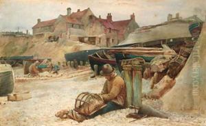 Mending the nets by Arthur MacDonald